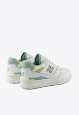 New Balance 550 Low-Top Sneakers in White with Salt Marsh and Limelight White BBW550EB