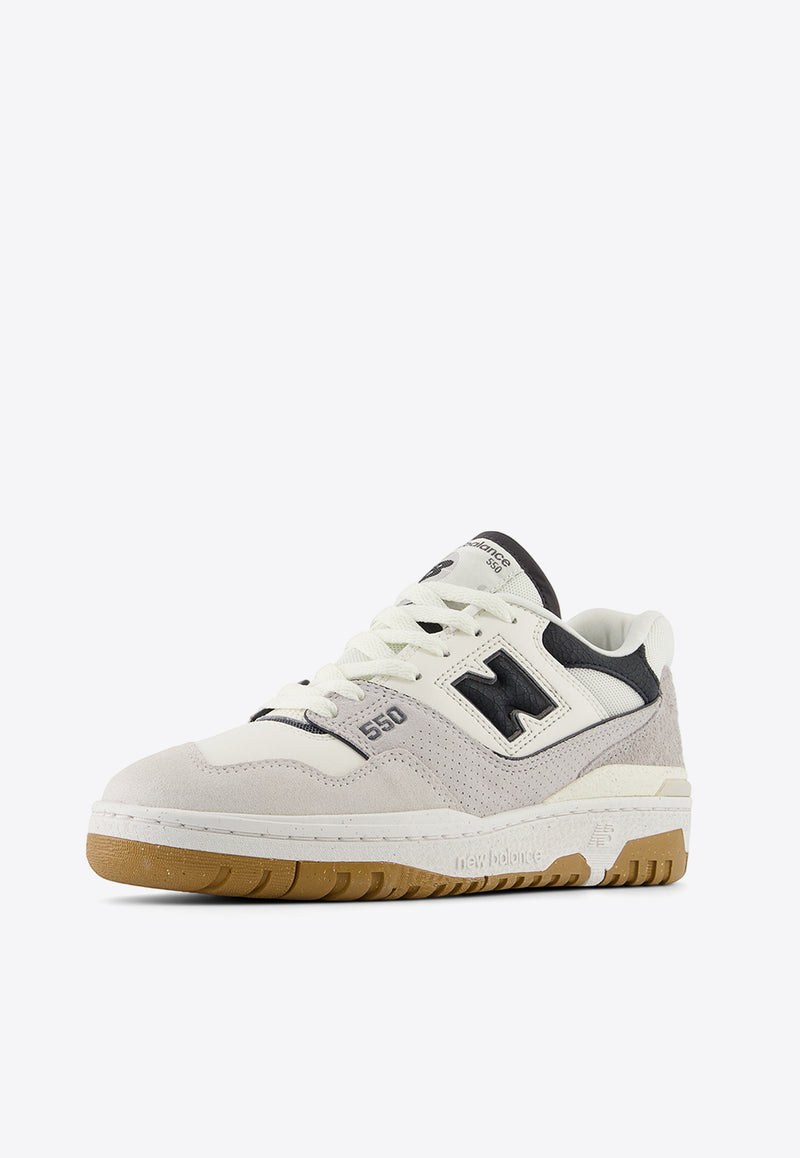 New Balance 550 Low-Top Sneakers in Sea Salt with Gray Matter and Magnet White BBW550TA