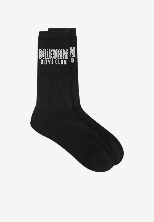 Billionaire Boys Club Straight Logo Rib Knit Socks BC017BLACK