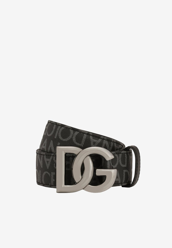 Dolce & Gabbana All-Over Logo Belt Black BC4644 AJ705 8B969