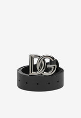 Dolce & Gabbana DG Logo Buckle Leather Belt Black BC4644AX622/Q_DOLCE-8V363