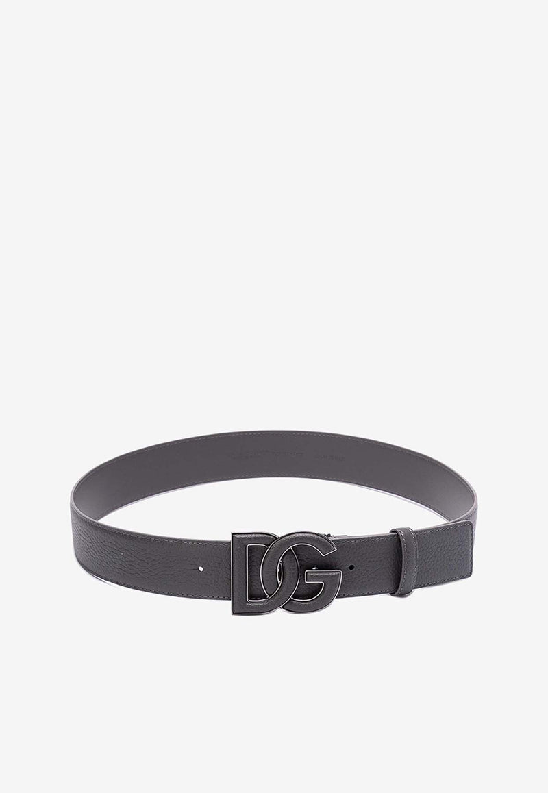 Dolce & Gabbana DG Logo Calf Leather Belt Gray BC4675 AT489 80748