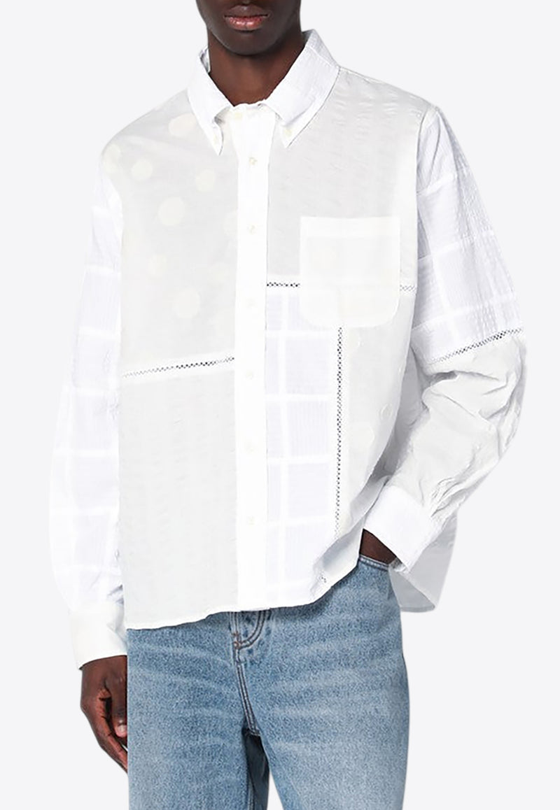 Brain Dead X Brooks Brothers Logo Embroidered Long-Sleeved Shirt White BDS24T24OO41CO/Q_BRAID-WM