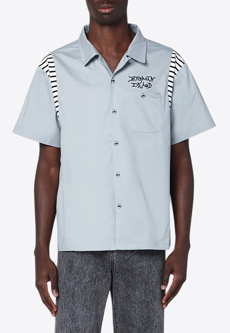 Brain Dead Logo Embroidered Shirt Gray BDS25T040042CO/Q_BRAID-ST