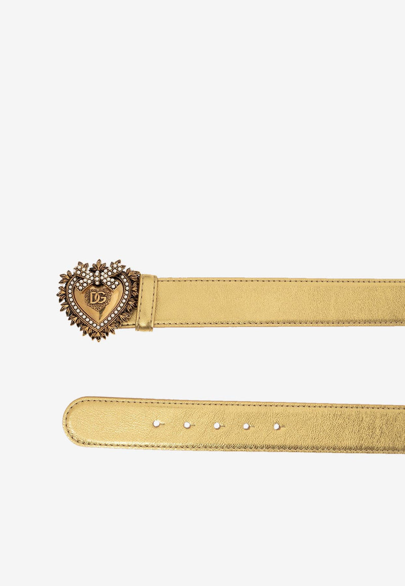 Dolce & Gabbana Devotion Metallic Leather Belt Gold BE1315 AY812 87503