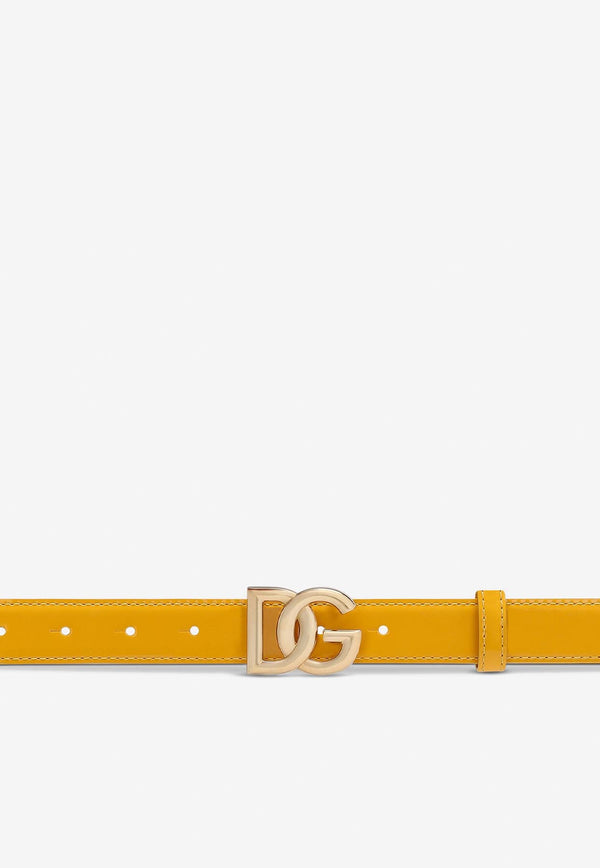 Dolce & Gabbana DG Logo Patent Leather Belt Yellow BE1447 A1471 80233