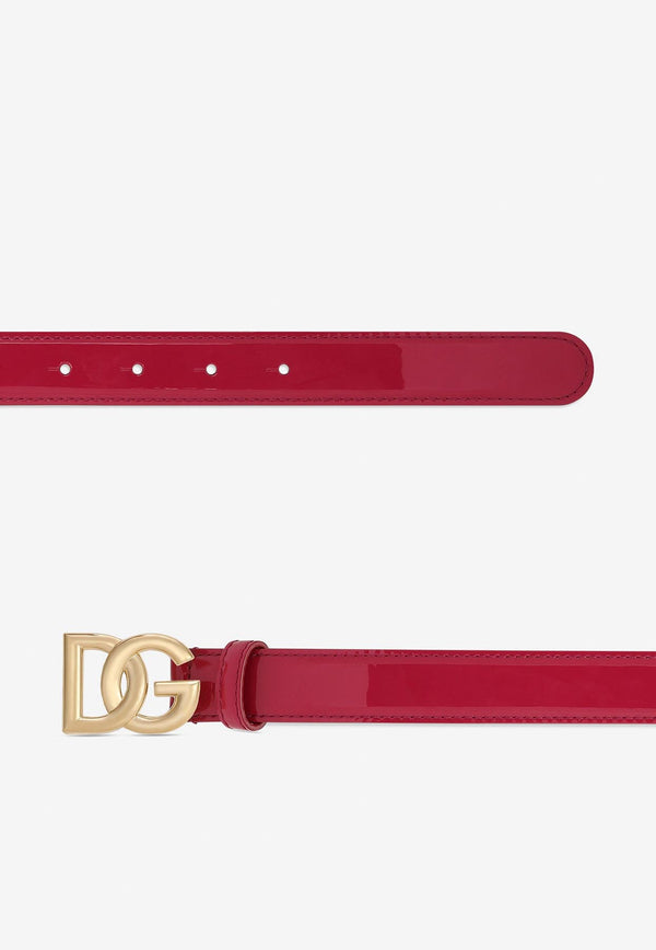 Dolce & Gabbana DG Logo Patent Leather Belt Fuchsia BE1447 A1471 8I484