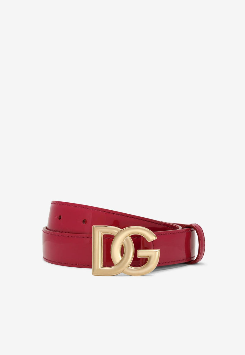 Dolce & Gabbana DG Logo Patent Leather Belt Fuchsia BE1447 A1471 8I484