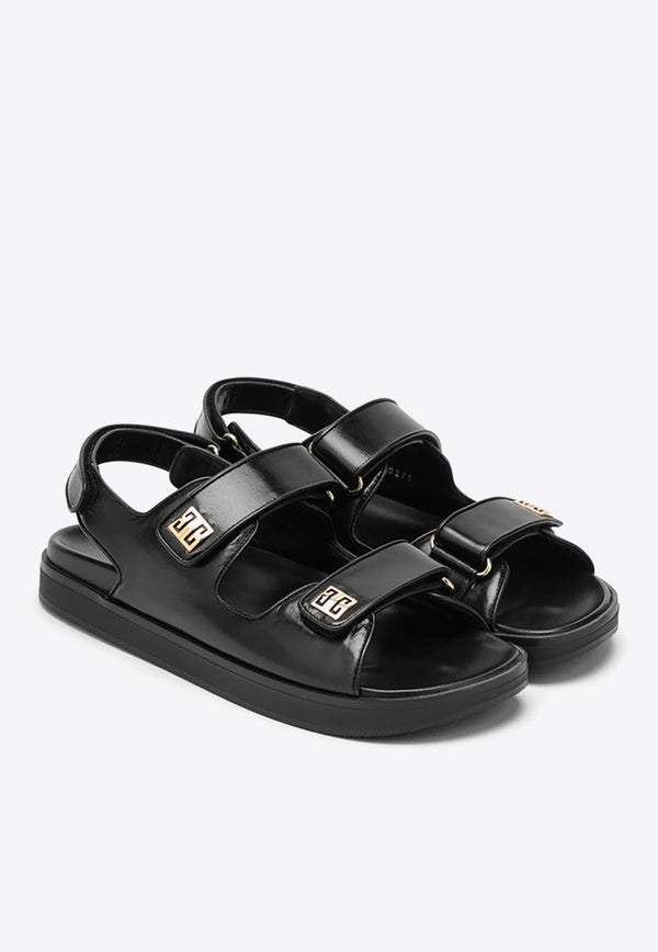 Givenchy 4G Leather Flat Sandals Black BE3087E1UB/O_GIV-001