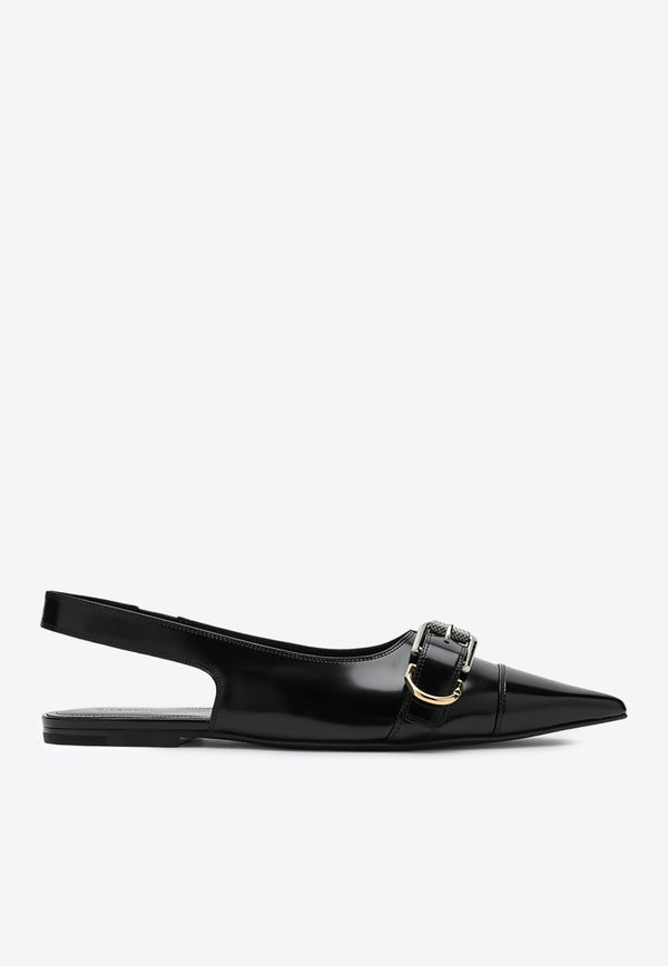 Givenchy Voyou Calf Leather Slingback Flats Black BE500SE28Z/P_GIV-001