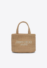 Jimmy Choo Mini East-West Logo Beach Tote Bag Beige BEACHTOTEEWMINIJYN/P_JIMCH-NL