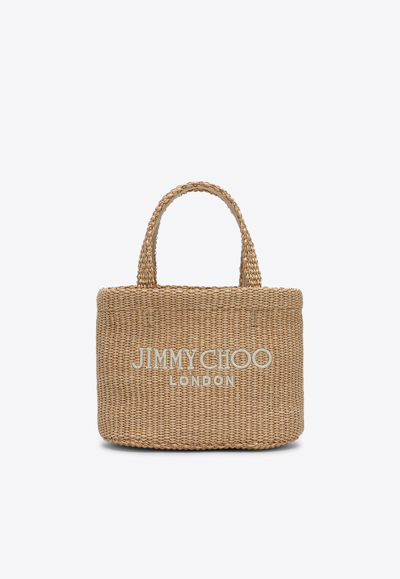 Jimmy Choo Mini East-West Logo Beach Tote Bag Beige BEACHTOTEEWMINIJYN/P_JIMCH-NL