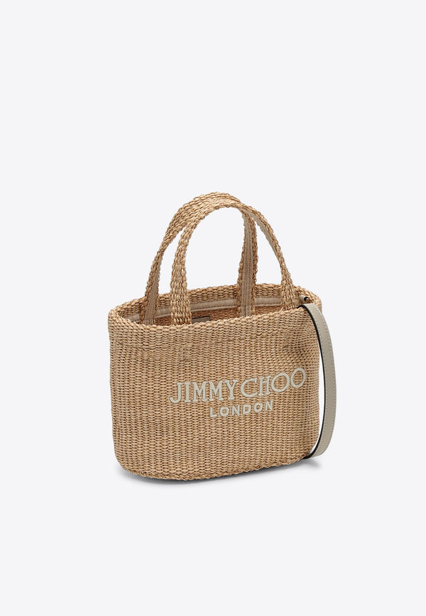 Jimmy Choo Mini East-West Logo Beach Tote Bag Beige BEACHTOTEEWMINIJYN/P_JIMCH-NL