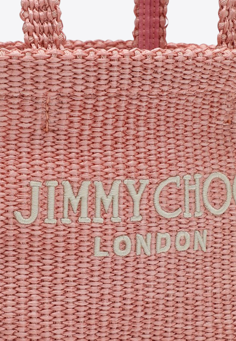 Jimmy Choo Mini Logo-Embroidered Beach Tote Bag Pink BEACHTOTEEWMINIJYN/P_JIMCH-RS