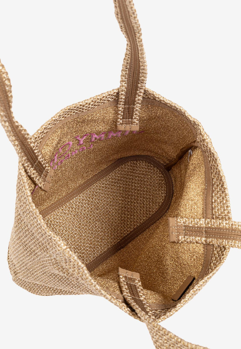 Jimmy Choo Medium Diamond Raffia Tote Bag BEACH TOTE E/W M TYJ GOLD/FUCHSIA/LIGHT GOLD