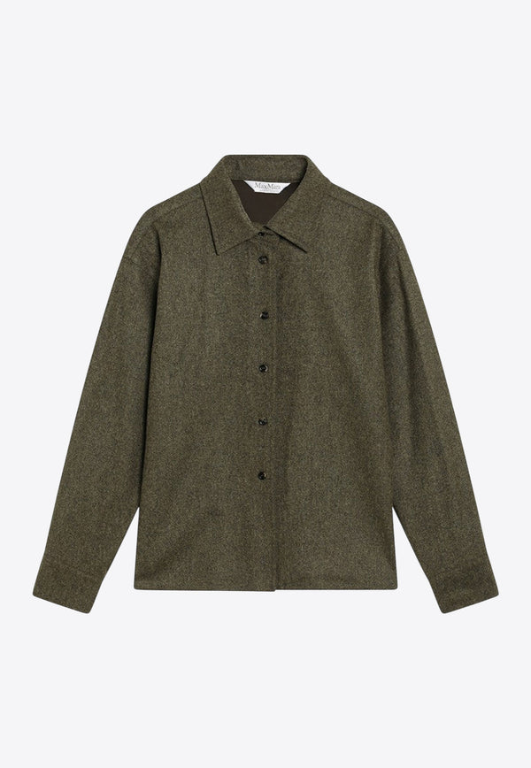 Max Mara Benares Wool Felt Long-Sleeved Shirt Green BENARES1234WO/R_MAXM-001