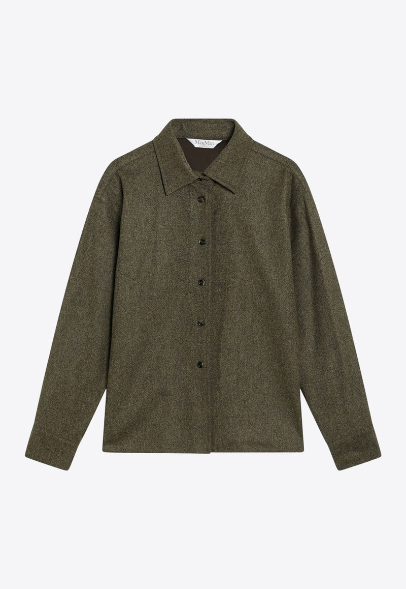 Max Mara Benares Wool Felt Long-Sleeved Shirt Green BENARES1234WO/R_MAXM-001