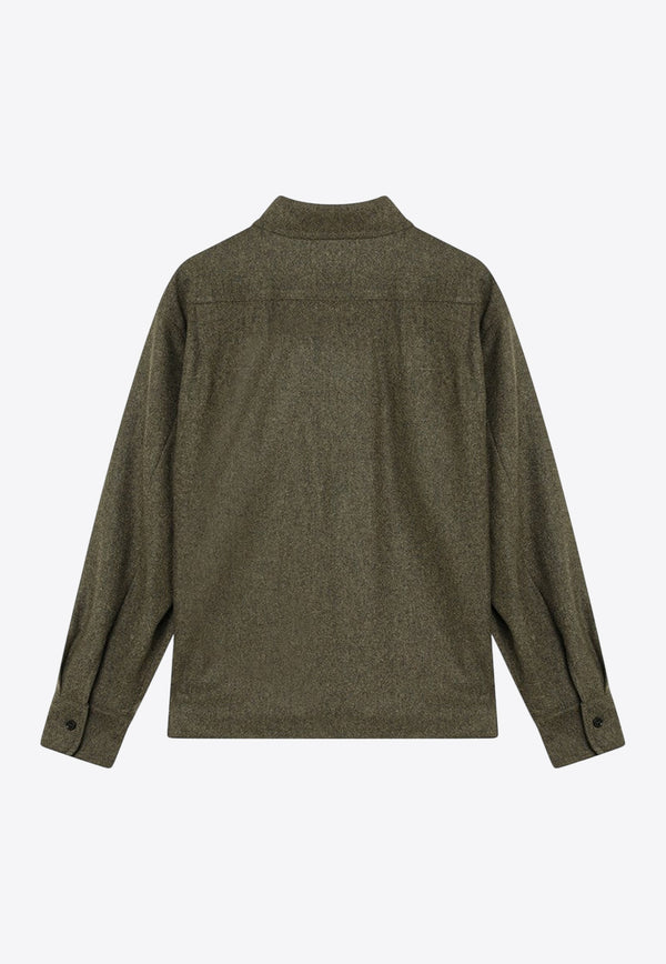 Max Mara Benares Wool Felt Long-Sleeved Shirt Green BENARES1234WO/R_MAXM-001