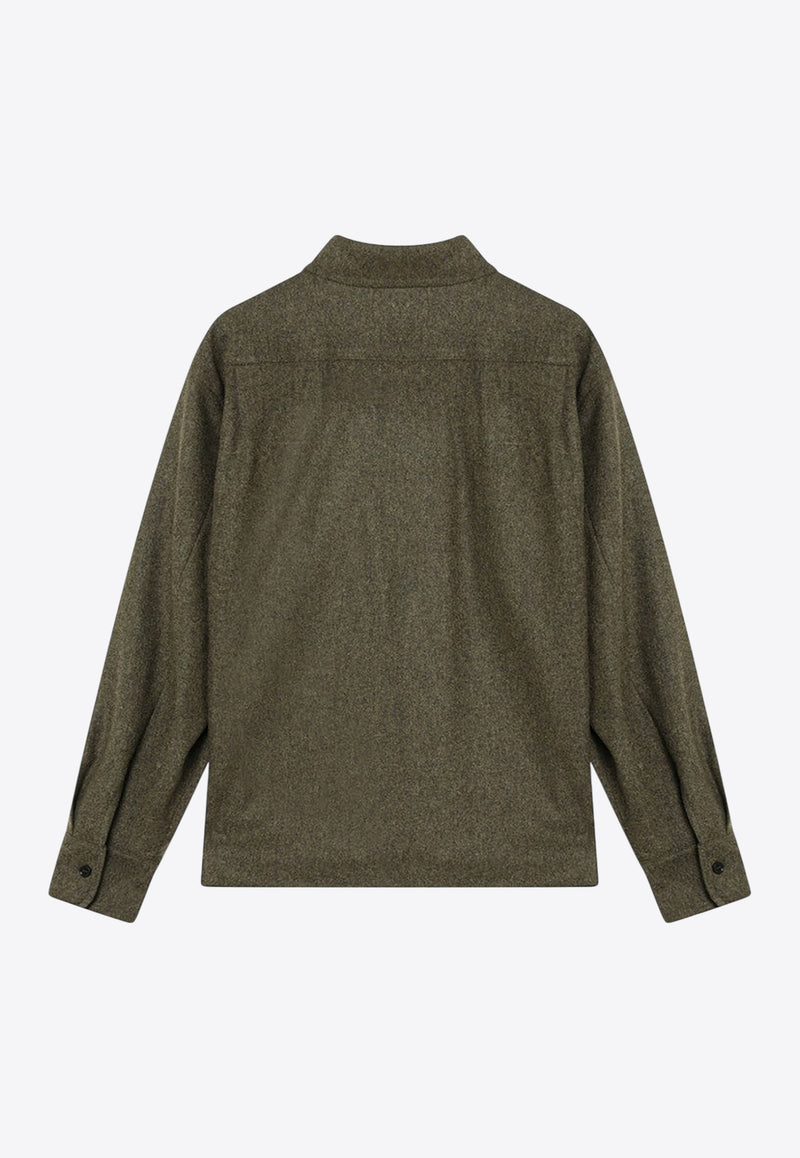Max Mara Benares Wool Felt Long-Sleeved Shirt Green BENARES1234WO/R_MAXM-001