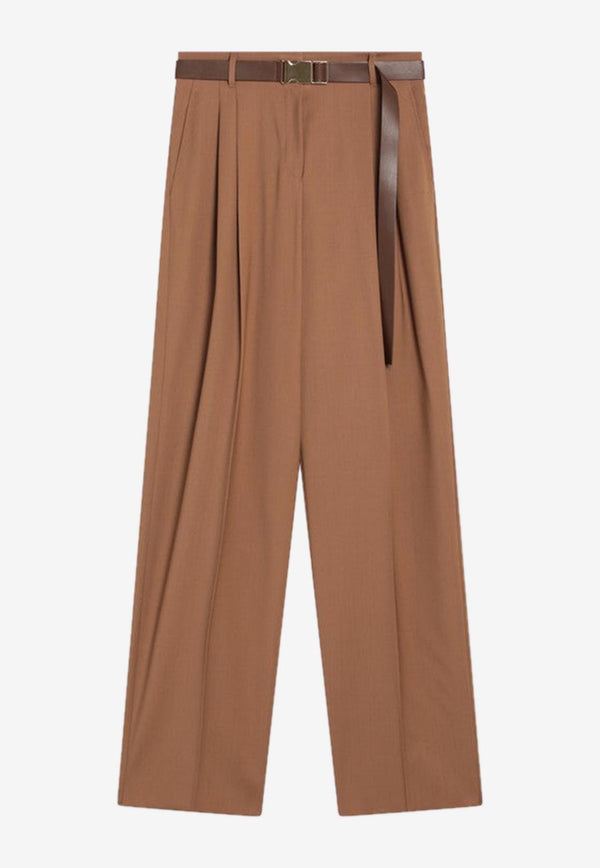 Max Mara Bergamo Straight-Leg Tailored Pants Brown BERGAMOWO/R_MAXMS-026