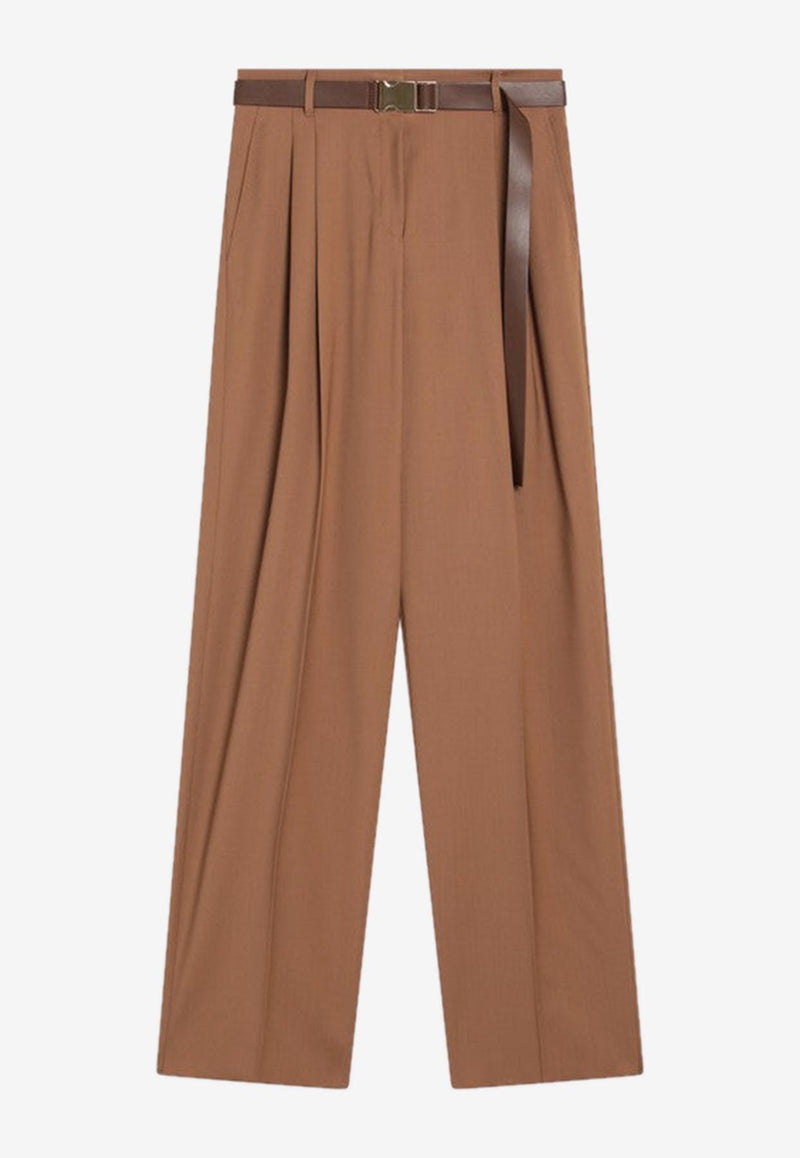 Max Mara Bergamo Straight-Leg Tailored Pants Brown BERGAMOWO/R_MAXMS-026