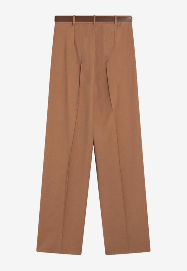 Max Mara Bergamo Straight-Leg Tailored Pants Brown BERGAMOWO/R_MAXMS-026
