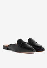 Malone Souliers Berto Flat Mules in Leather BERTO 10-1 BLACK/BLACK