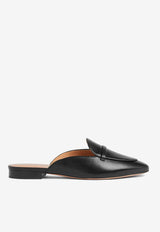 Malone Souliers Berto Flat Mules in Leather BERTO 10-1 BLACK/BLACK