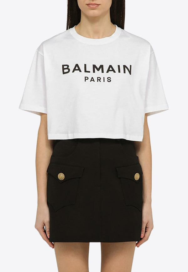 Balmain Logo-Printed Cropped T-shirt BF1EE020BB02/O_BALMA-GAB