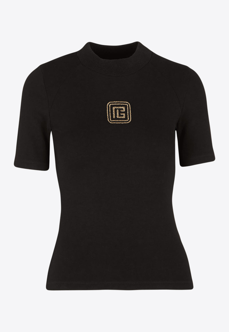 Balmain Retro PB Logo T-shirt Black BF1EF055BC49 - TRAVELBLACK