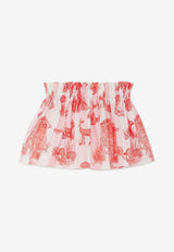 Fendi Kids Baby Girls Forest Pequin Print Skirt Red BFE039ARSJ F0XDCRED