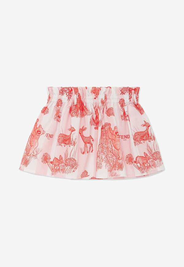 Fendi Kids Baby Girls Forest Pequin Print Skirt Red BFE039ARSJ F0XDCRED