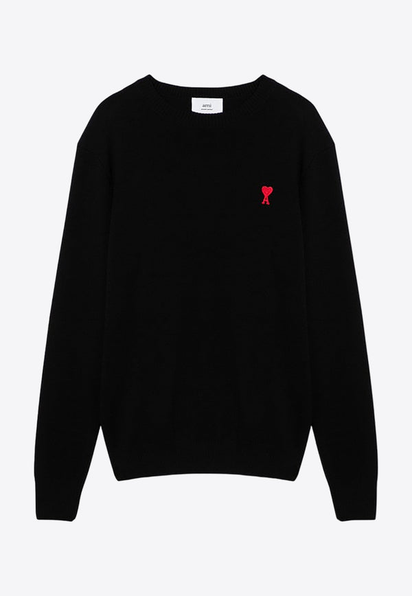 AMI PARIS Ami De Coeur Crewneck Sweater Black BFHKS001001/P_AMI-001
