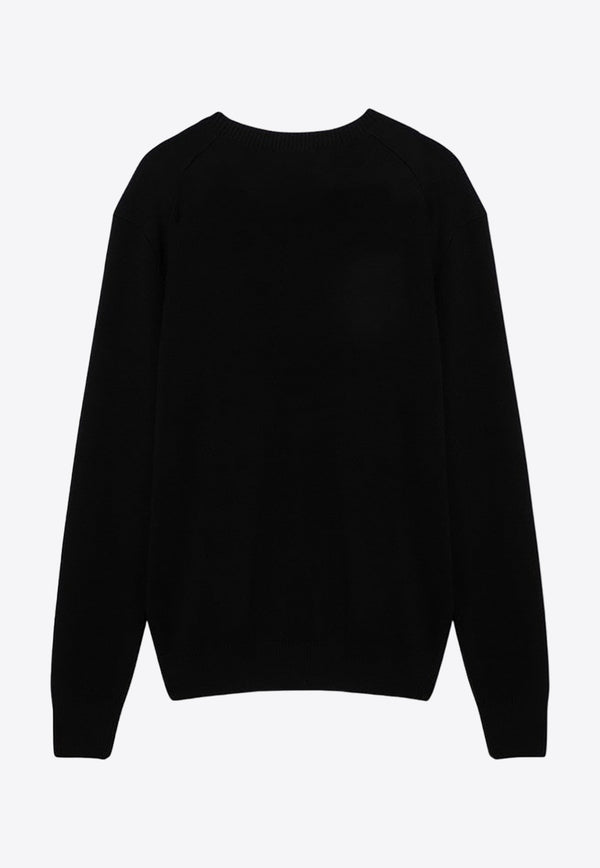 AMI PARIS Ami De Coeur Crewneck Sweater Black BFHKS001001/P_AMI-001