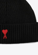 AMI PARIS Ami De Coeur Knitted Beanie Black BFUHA106018/P_AMI-009