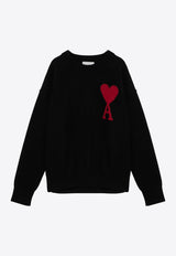 AMI PARIS Ami De Coeur Intarsia Knit Sweater Black BFUKS006U018/P_AMI-009