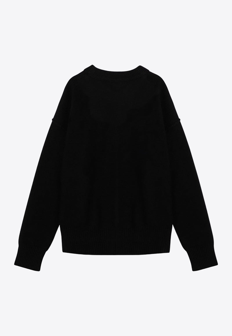AMI PARIS Ami De Coeur Intarsia Knit Sweater Black BFUKS006U018/P_AMI-009