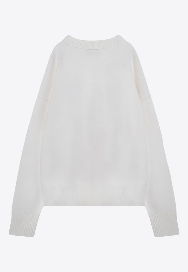 AMI PARIS Ami De Coeur Intarsia Knit Sweater White BFUKS006U018/P_AMI-154