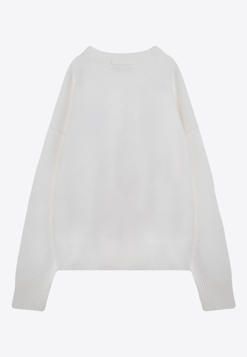 AMI PARIS Ami De Coeur Intarsia Knit Sweater White BFUKS006U018/P_AMI-154