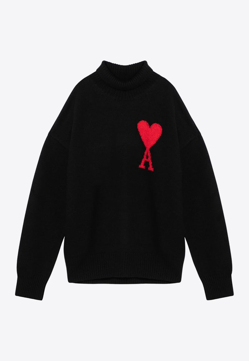 AMI PARIS Ami De Coeur High-Neck Sweater Black BFUKS402018/P_AMI-009