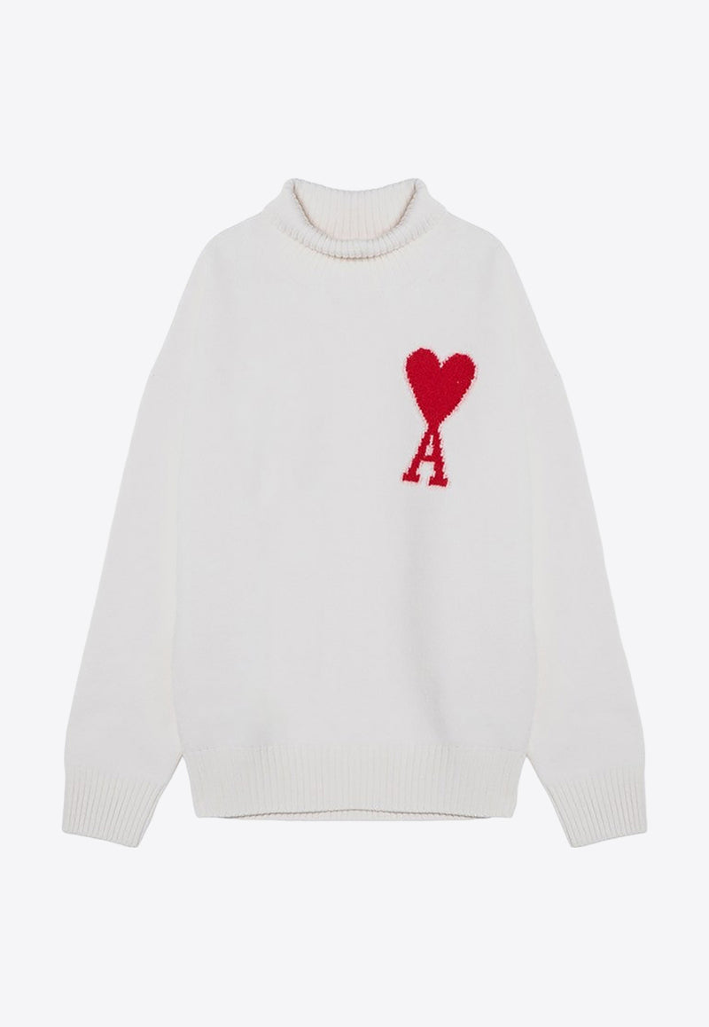 AMI PARIS Ami De Coeur High-Neck Sweater White BFUKS402018/P_AMI-154