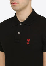 AMI PARIS Logo Embroidered Polo T-shirt Black BFUPL001760/O_AMI-001