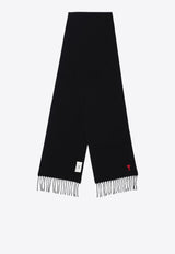 AMI PARIS Ami De Coeur Wool Scarf Black BFUSF405334/P_AMI-001