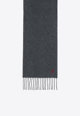 AMI PARIS Ami De Coeur Wool Scarf Gray BFUSF405334/R_AMI-061