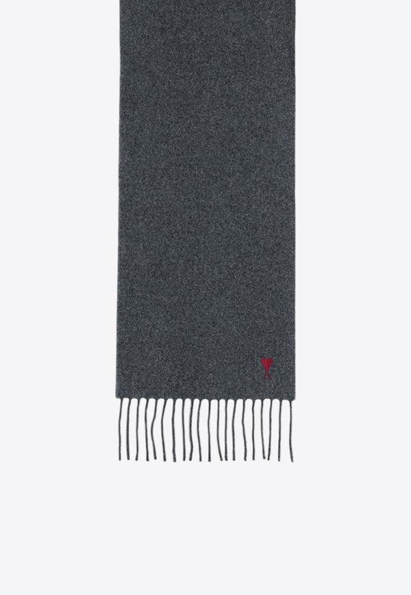 AMI PARIS Ami De Coeur Wool Scarf Gray BFUSF405334/R_AMI-061