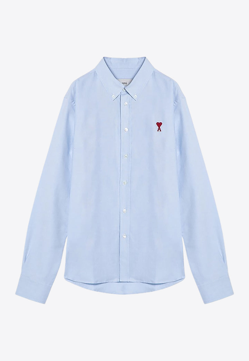 AMI PARIS Ami De Coeur Long-Sleeved Shirt  Light Blue BFUSH063UCO0031/P_AMI-450