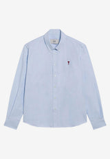 AMI PARIS Ami De Coeur Oxford Shirt  Light Blue BFUSH063UCO0031/S_AMI-450
