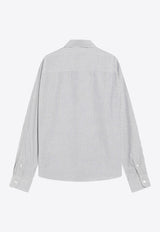 AMI PARIS Striped Ami De Coeur Shirt Gray BFUSH063UCO0087/R_AMI-039
