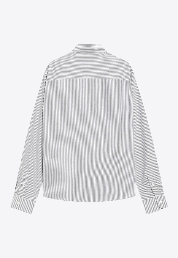AMI PARIS Striped Ami De Coeur Shirt Gray BFUSH063UCO0087/R_AMI-039
