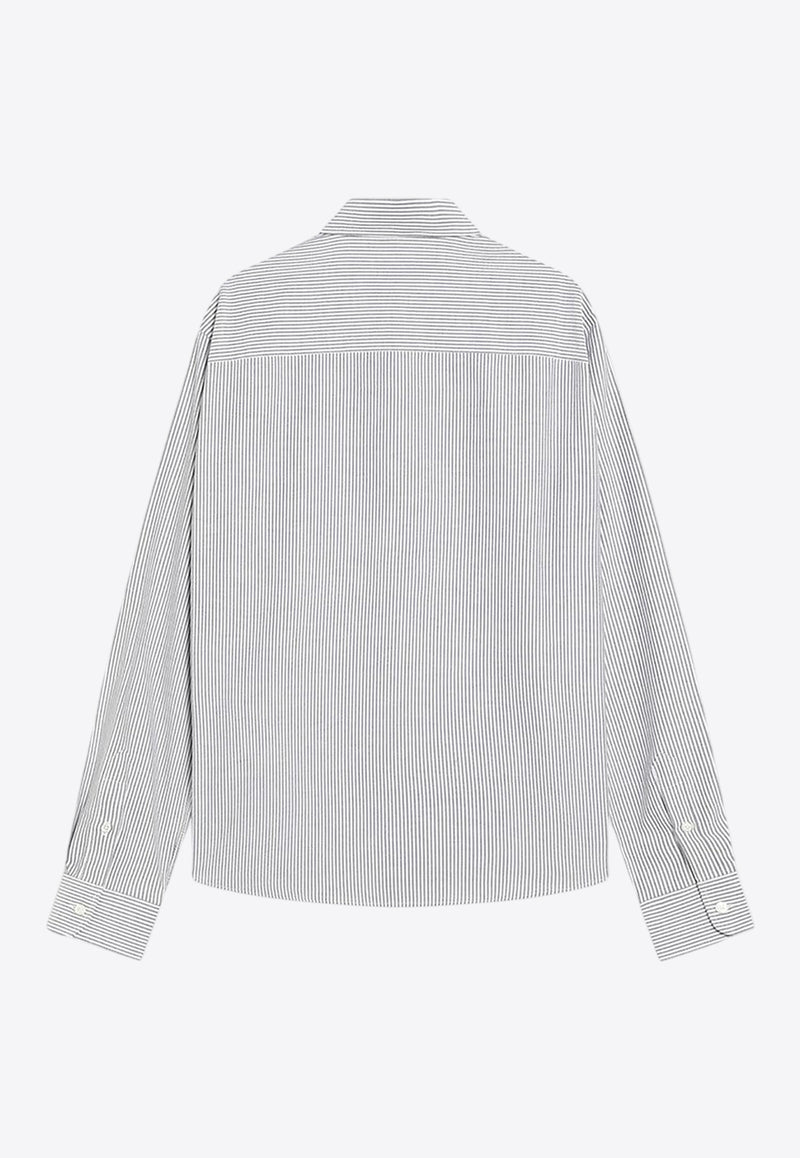 AMI PARIS Striped Ami De Coeur Shirt Gray BFUSH063UCO0087/R_AMI-039